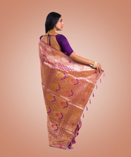 Classic Mauve Pink Mashru Silk Saree with Graceful Drape - Image 2