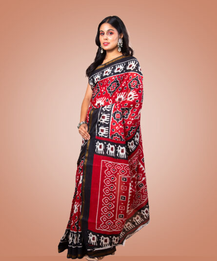 Kayaaz Women's chanderi Red Saree With Unstitched Blouse Piece - Image 3
