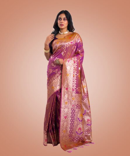 Classic Mauve Pink Mashru Silk Saree with Graceful Drape - Image 3