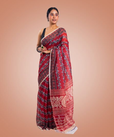Kayaaz Women's Chanderi Brown Saree  With Unstitched Blouse Piece - Image 3