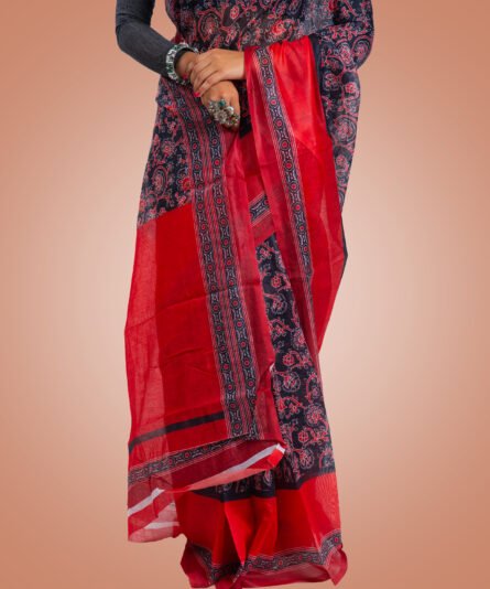 Kayaaz Women's  Linen Black Saree  With Unstitched Blouse Piece - Image 5