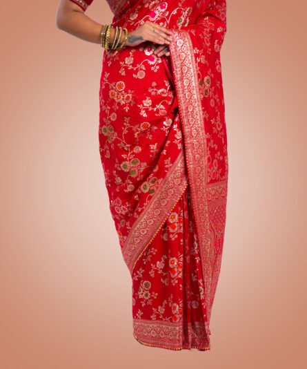 Kayaaz Women's  Mashrukatan silk Rani pink Saree  With Unstitched Blouse Piece - Image 5