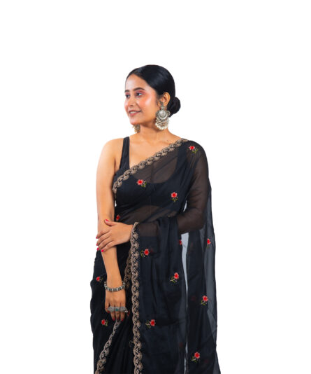 Fancy Embroidery Saree - Image 4