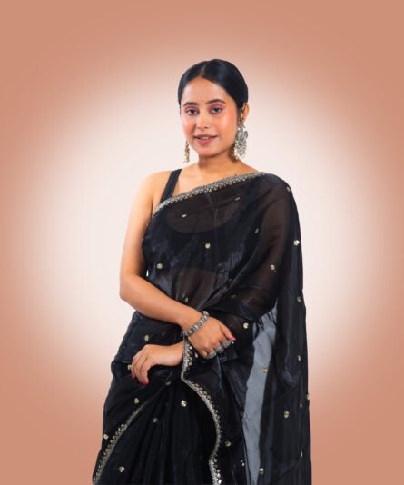 Elegant Black Georgette Saree - Image 5