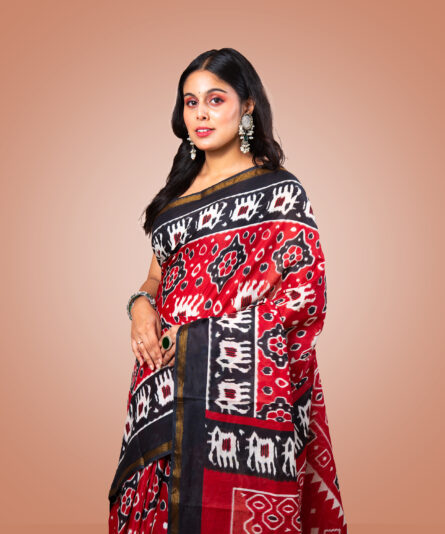 Kayaaz Women's chanderi Red Saree With Unstitched Blouse Piece - Image 5