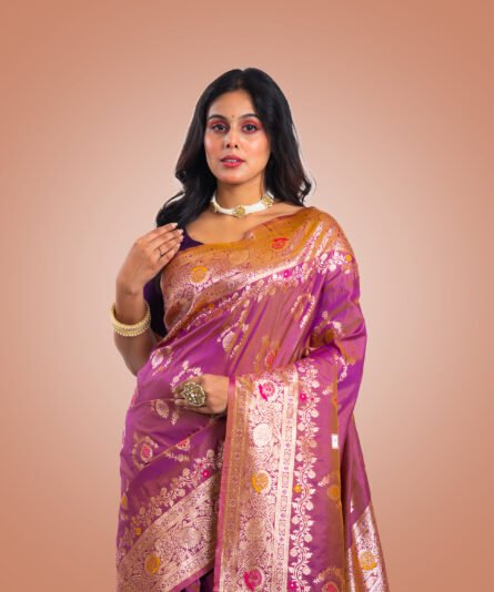 Classic Mauve Pink Mashru Silk Saree with Graceful Drape - Image 6