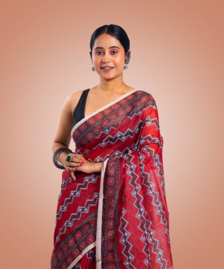 Kayaaz Women's Chanderi Brown Saree  With Unstitched Blouse Piece - Image 5