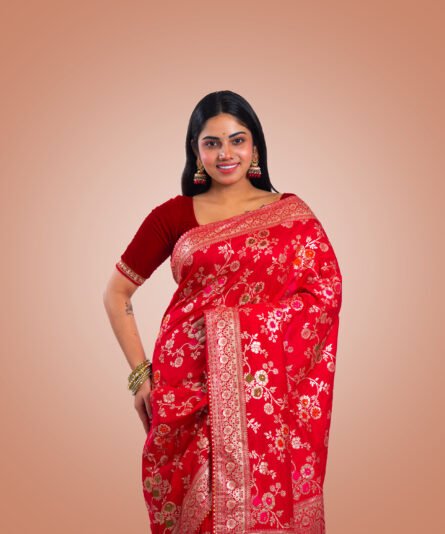 Rani Pink Mashrukatan Silk Saree with a Rich Finish - Image 6