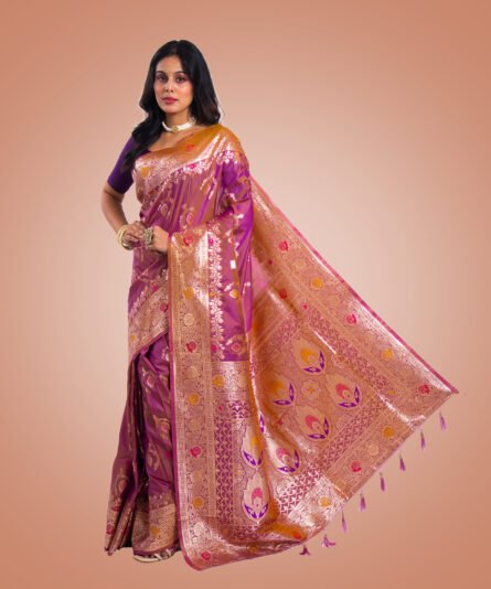 Classic Mauve Pink Mashru Silk Saree with Graceful Drape - Image 8