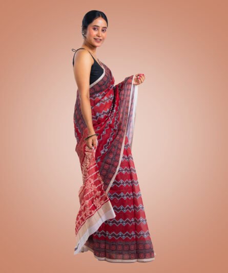 Kayaaz Women's Chanderi Brown Saree  With Unstitched Blouse Piece - Image 6