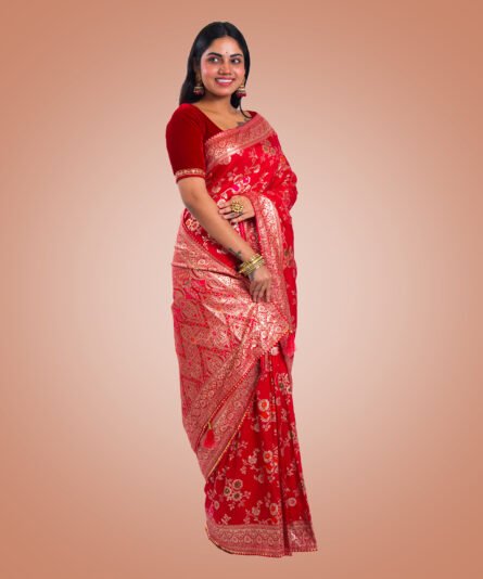Rani Pink Mashrukatan Silk Saree with a Rich Finish - Image 8