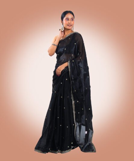 Elegant Black Georgette Saree - Image 7