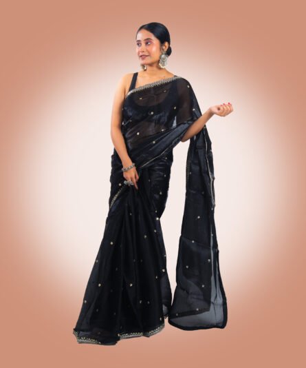 Elegant Black Georgette Saree - Image 6