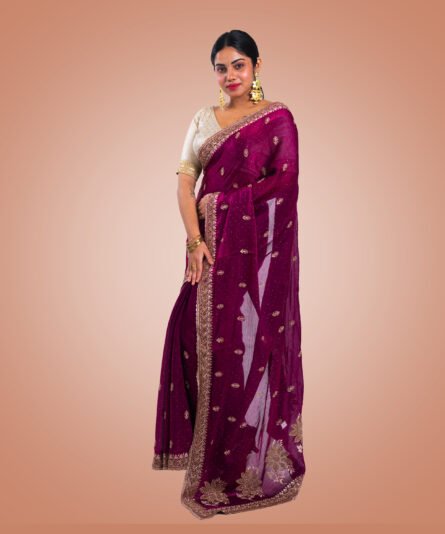 Kayaaz Women's Vichitra Silk Deep Magenta Saree  With Unstitched Blouse Piece - Image 6