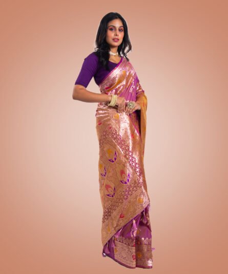 Classic Mauve Pink Mashru Silk Saree with Graceful Drape - Image 7