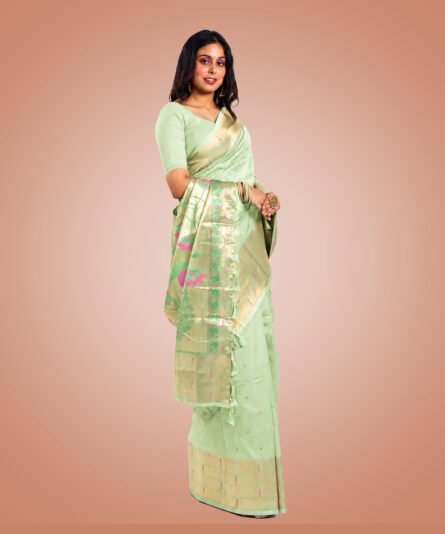 Paithani Saree in Rich Pista Green Tone - Image 2