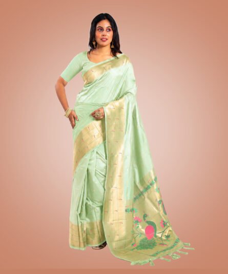 Paithani Saree in Rich Pista Green Tone - Image 4