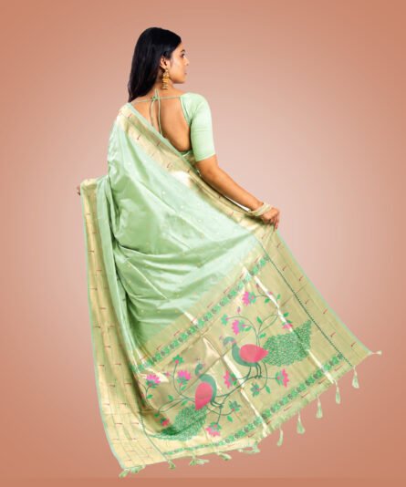 Paithani Saree in Rich Pista Green Tone - Image 6