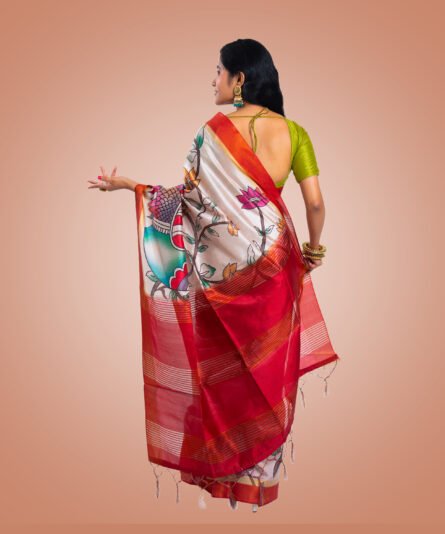 Chanderi Off White Saree - Image 2